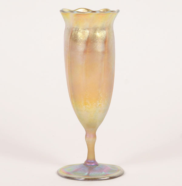 Appraisal: Tiffany gold Favrile art glass floriform vase engraved signature L