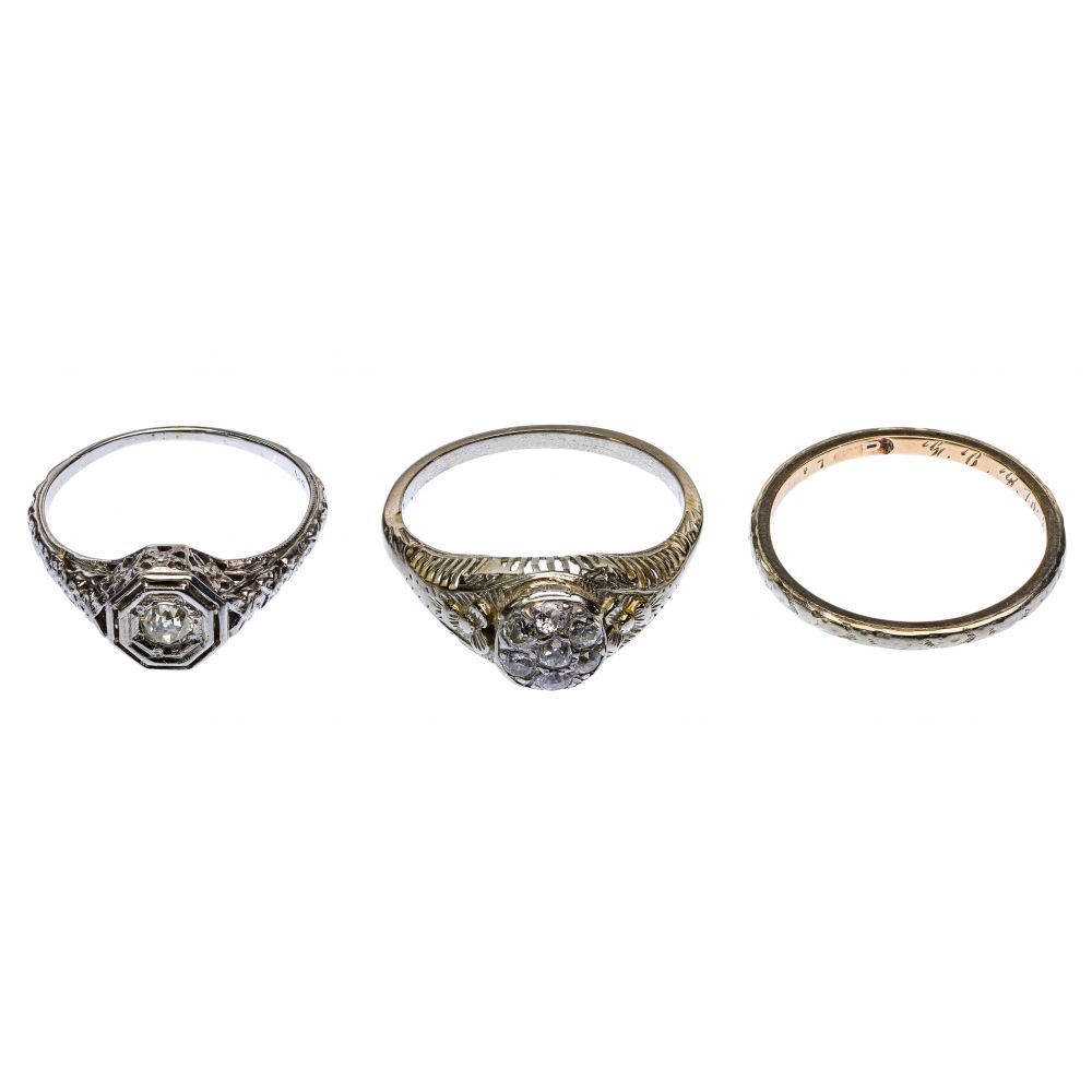 Appraisal: K WHITE GOLD AND DIAMOND RING ASSORTMENT items including a