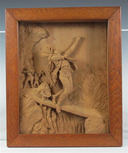 Appraisal: A pair of Swiss Black Forest carved wooden relief panels