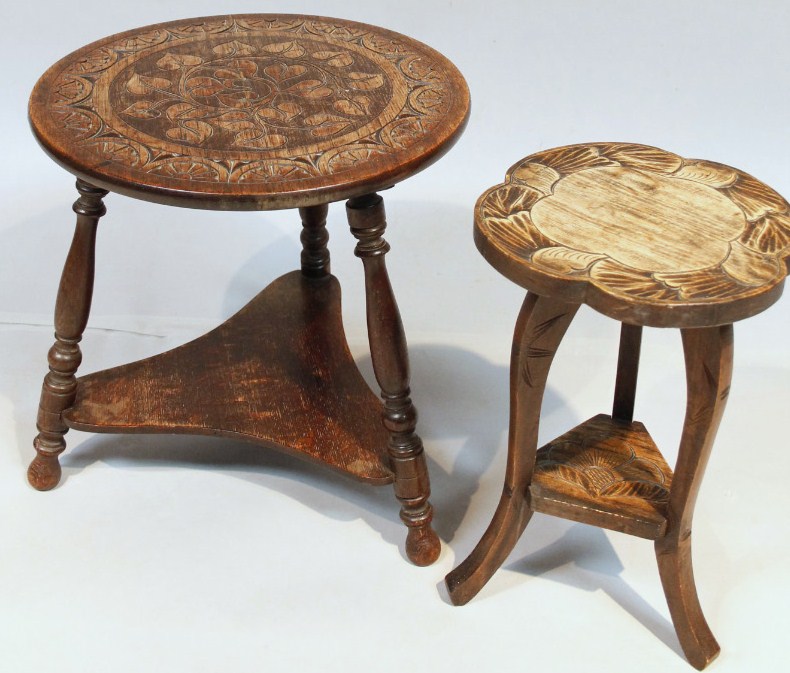 Appraisal: Two various occasional tables comprising a heavily carved oak example