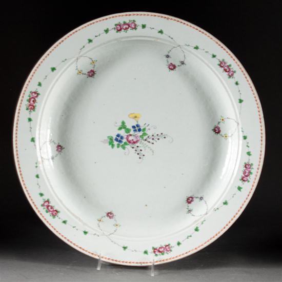 Appraisal: Chinese Export Famille Rose porcelain circular-form platter circa floral sprig