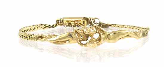 Appraisal: A Karat Yellow Gold ''Lovers'' Bracelet depicting two reclining embracing