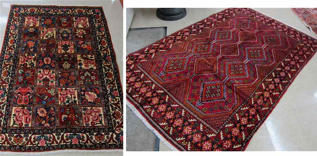 Appraisal: TWO HAND KNOTTED PERSIAN AREA RUGS Bakhtiari panel tribal southwestern