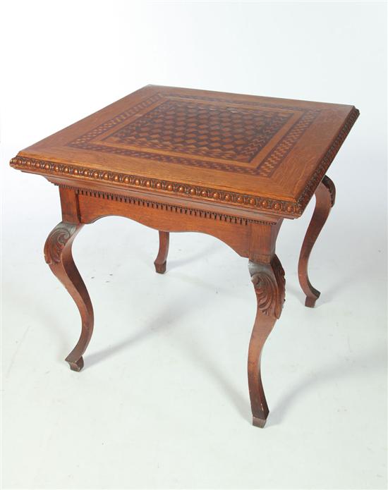 Appraisal: PARQUETRY-INLAID CENTER TABLE American late th century oak Top with