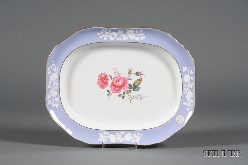 Appraisal: Spode Porcelain Maritime Rose Serving Platter th century periwinkle border