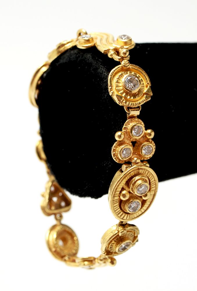 Appraisal: K Yellow Gold Diamonds Bracelet High karat K yellow gold