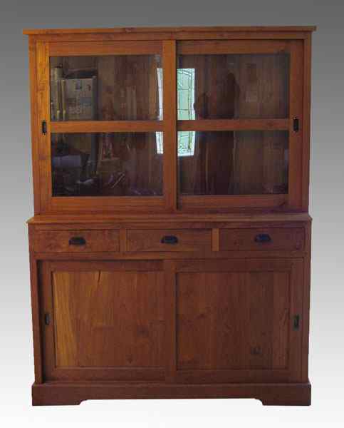 Appraisal: CONTEMPORARY CHERRY TWO PART CABINET Well constructed cabinet with upper