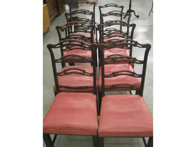 Appraisal: Set of Chippendale Style Ladder-Back Chairs