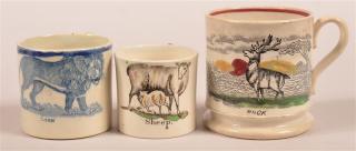 Appraisal: Three Transfer Decorated China Child's Mugs st Leeds soft paste