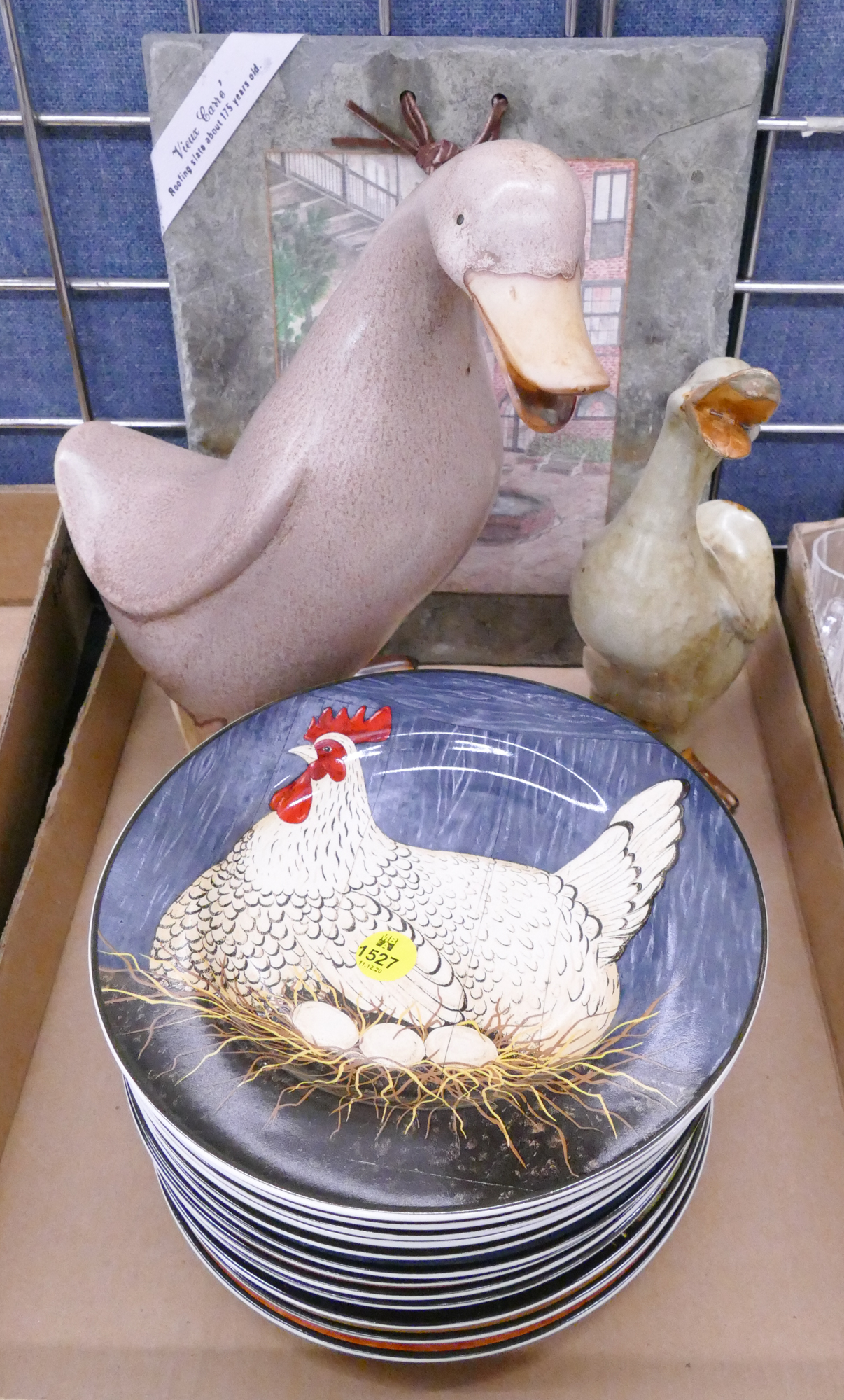 Appraisal: Box Oneida Rooster Plates Etc