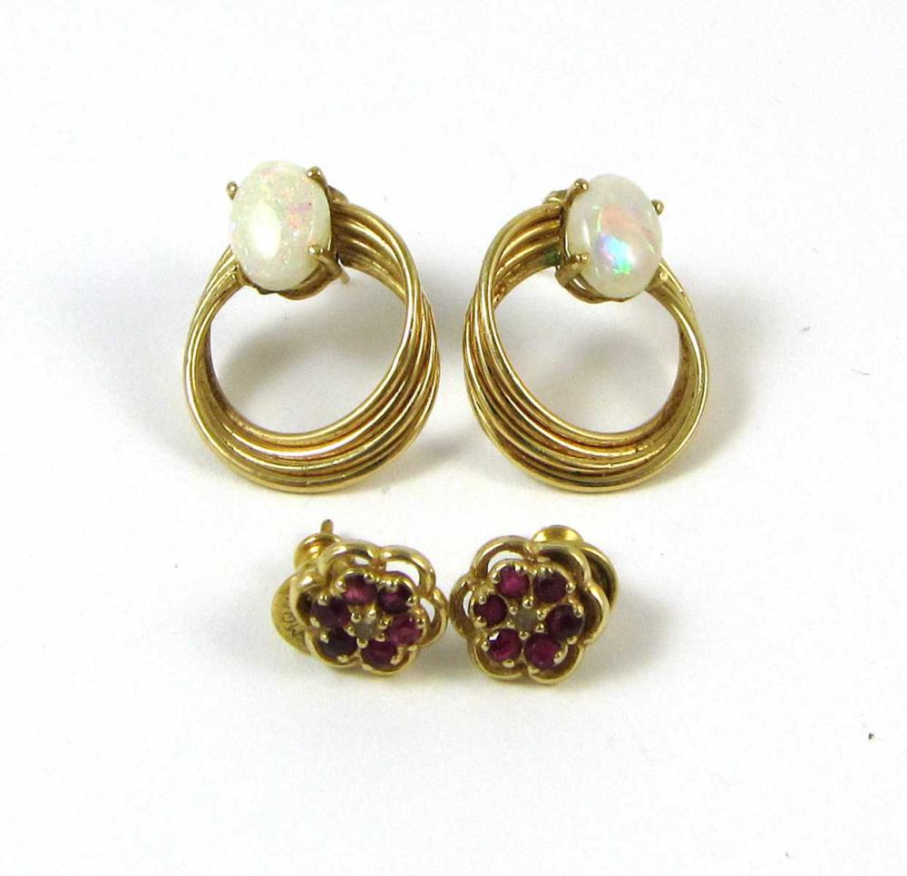 Appraisal: TWO PAIRS OF FOURTEEN KARAT GOLD EARRINGS Each of the