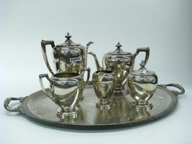 Appraisal: Five piece hallmarked sterling silver tea and coffee set with