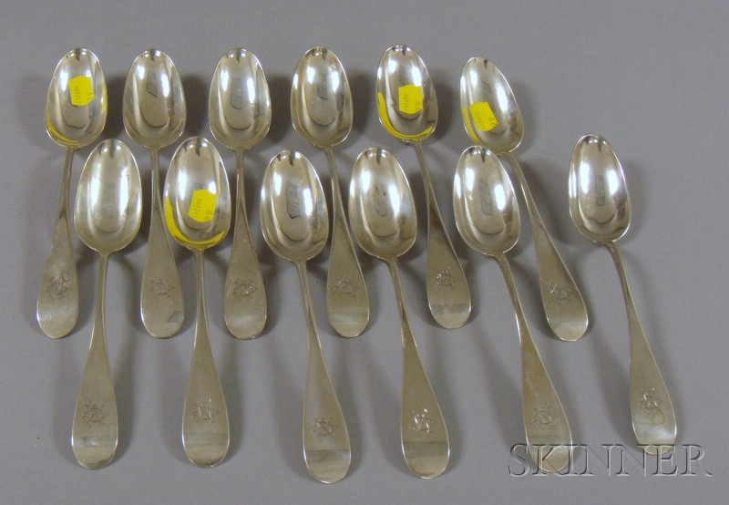 Appraisal: Set of Twelve Shreve Crump Low Sterling Silver Dinner Spoons