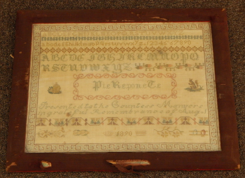 Appraisal: A late thC sampler bearing the inscription presented to the