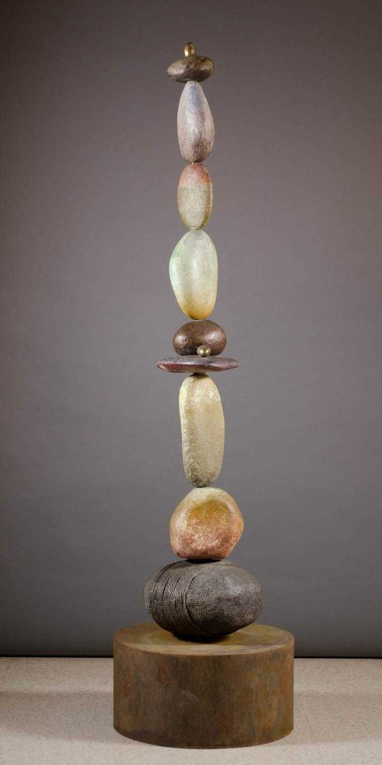 Appraisal: WARREN CULLAR AUSTIN TEXAS B BRONZE FLOOR SCULPTURE rock cairn