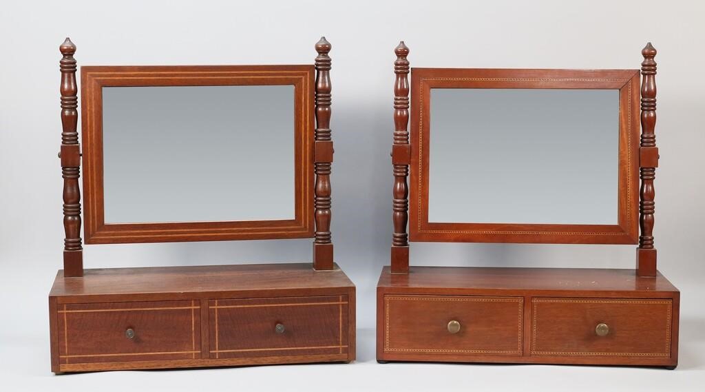 Appraisal: TWO FEDERAL STYLE SHAVING MIRRORS Federal style shaving mirrors American