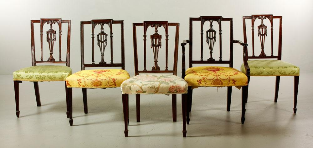 Appraisal: - New York Sheraton Harlequin Chairs Lot of five New