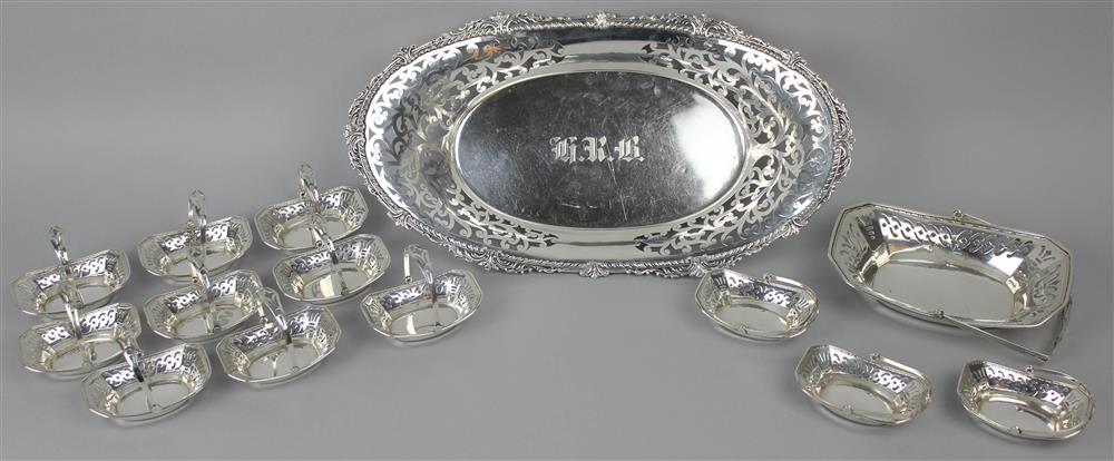 Appraisal: FUCHS BEIDERHASE SILVER BREAD BASKET AND A WEBSTER -PIECE NUT