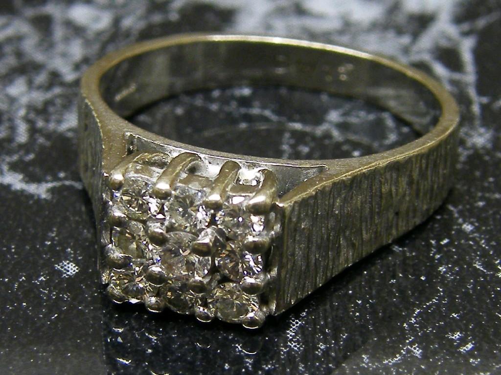 Appraisal: ct white gold diamond square cluster ring with a bark