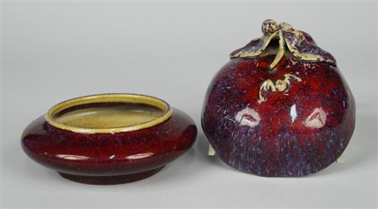 Appraisal: TWO CHINESE FLAMBE WARES including a brush washer diameter inches