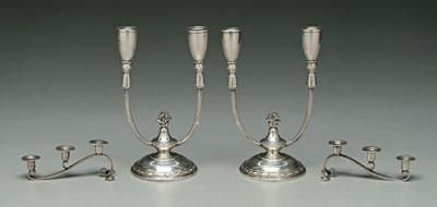 Appraisal: Two pairs sterling candelabra one pair with blossom borders and