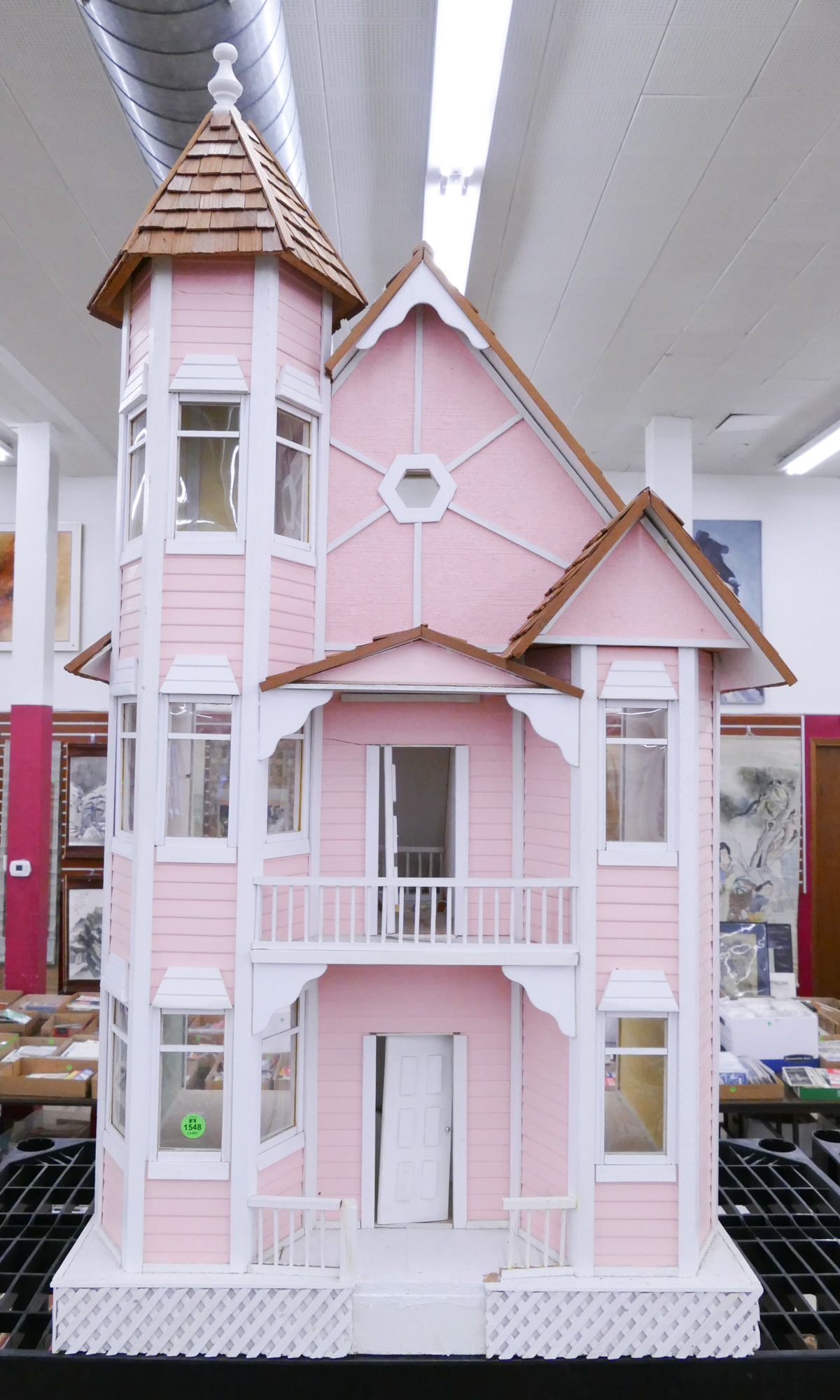 Appraisal: Large Pink Wood Dollhouse- x