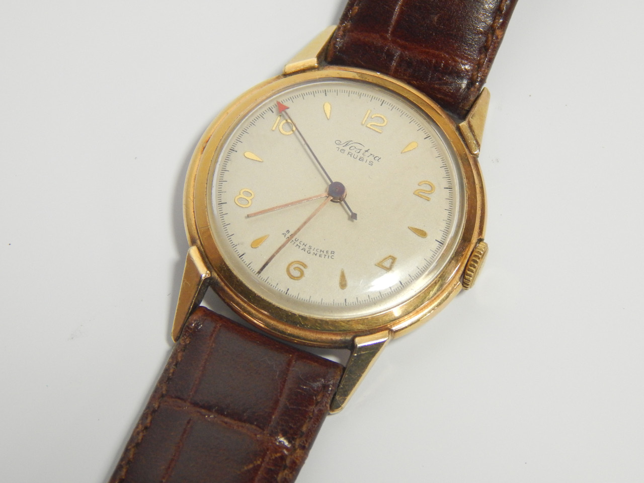 Appraisal: An Edelstahl Boden Nostra gentleman's circular gold plated wristwatch dial