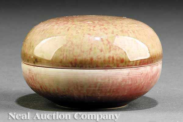 Appraisal: An Antique Chinese Peachbloom Glazed Porcelain Box and Cover of