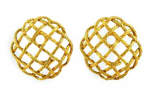 Appraisal: A Pair of Open Weave Gold Earrings by Buccellati Designed