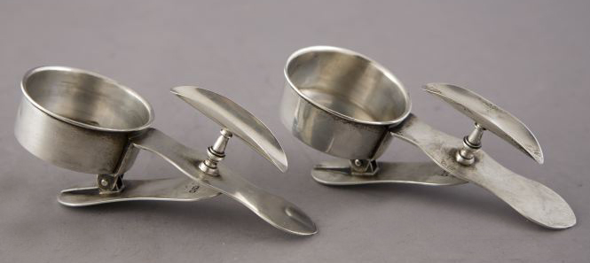 Appraisal: Pair of Asprey London Sterling Silver Clip-On Table Ashtrays l