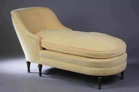 Appraisal: LOUIS XVI STYLE MAHOGANY CHAISE LONGUE Yellow fabric Padded back