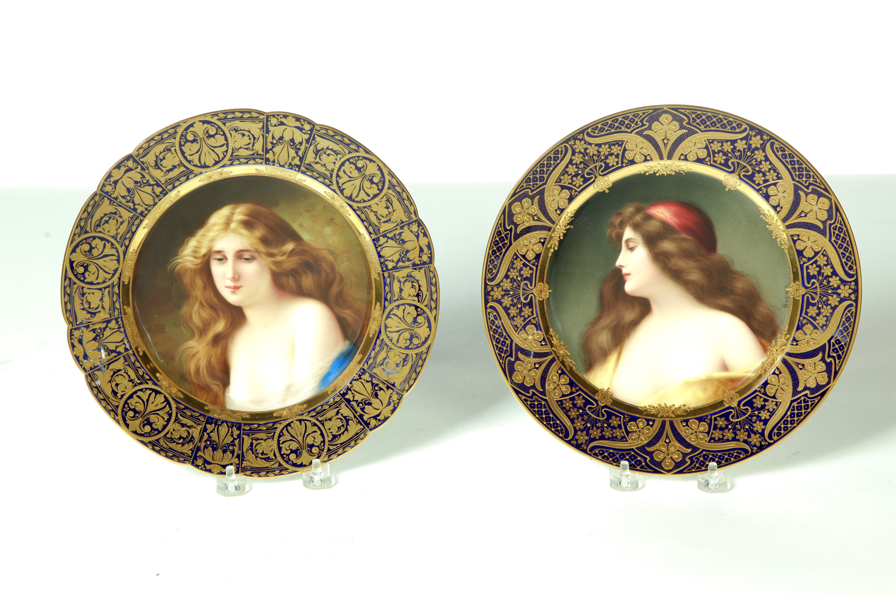 Appraisal: TWO ROYAL VIENNA PORTRAIT PLATES SIGNED WAGNER Germany th quarter-