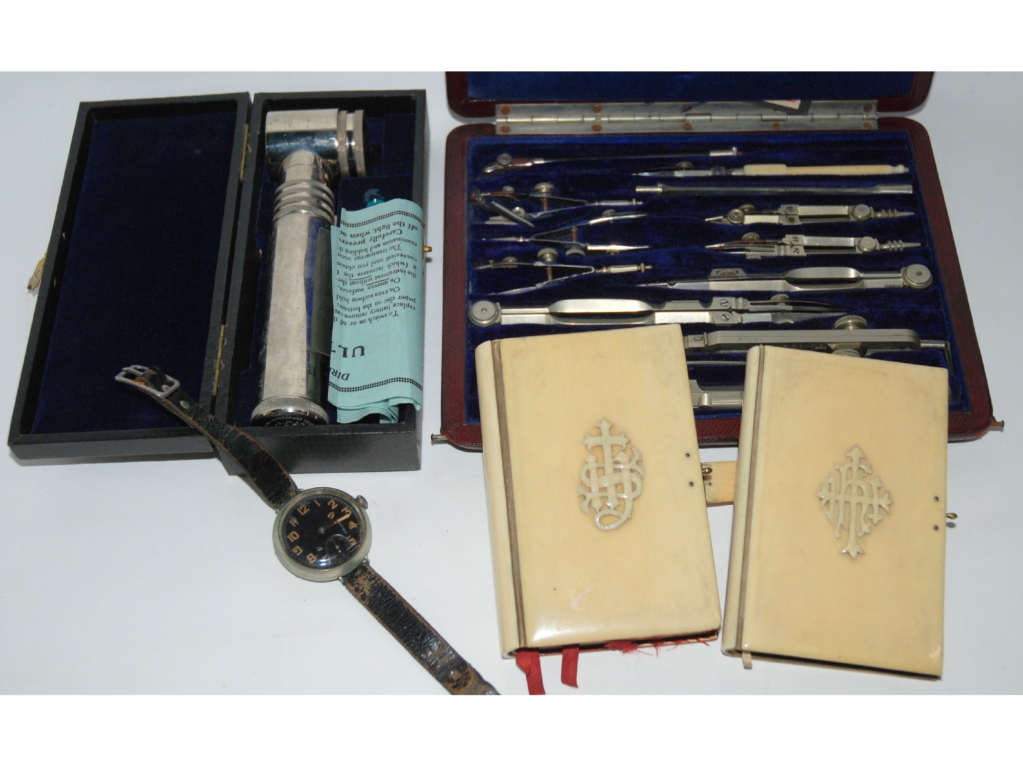 Appraisal: A tray lot including drawing set by A G Thornton