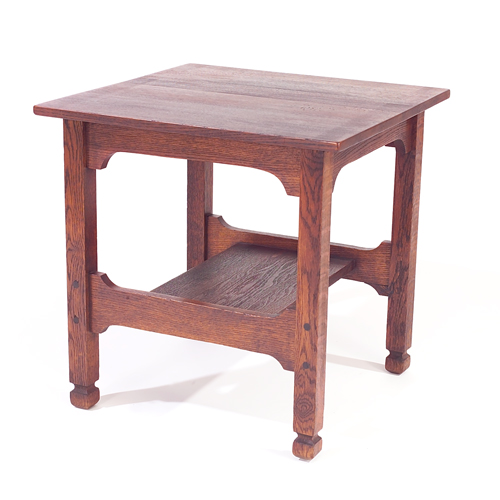 Appraisal: Michigan Chair Co occasional table with square overhanging top arched