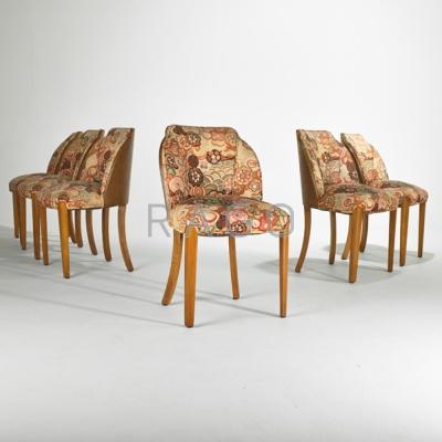 Appraisal: FRENCH ART DECO Set of six dining chairs s Upholstery