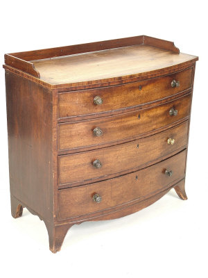 Appraisal: A mahogany bowfront chest early th century the later three