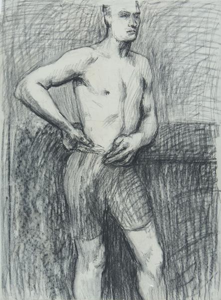 Appraisal: EDMUND QUINCY American - Young Man charcoal on paper framed