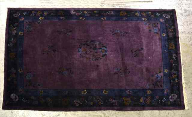 Appraisal: A Fine Antique Chinese Feta CarpetWith lavender blue and navy