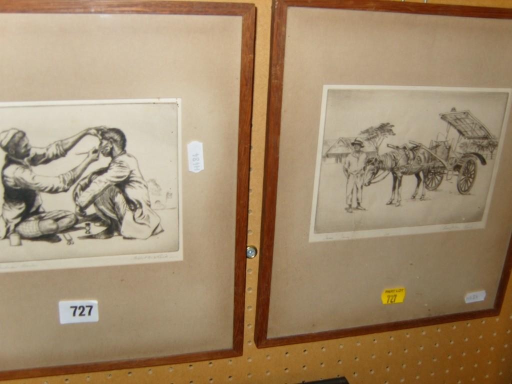 Appraisal: A pair of early th century black and white etchings