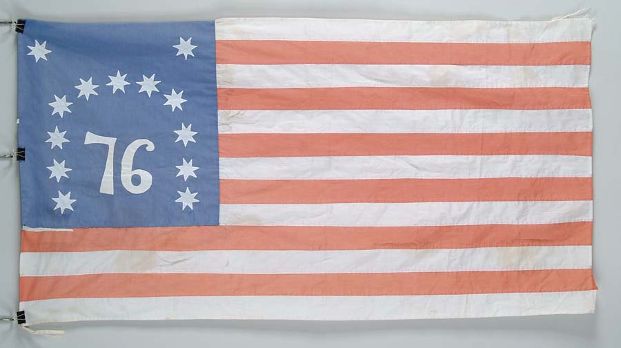 Appraisal: -STAR BICENTENNIAL FLAG x all hand-sewn cotton construction Doubled canton