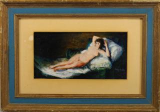 Appraisal: th C Signed Painting of Reclining Nude Woman th C