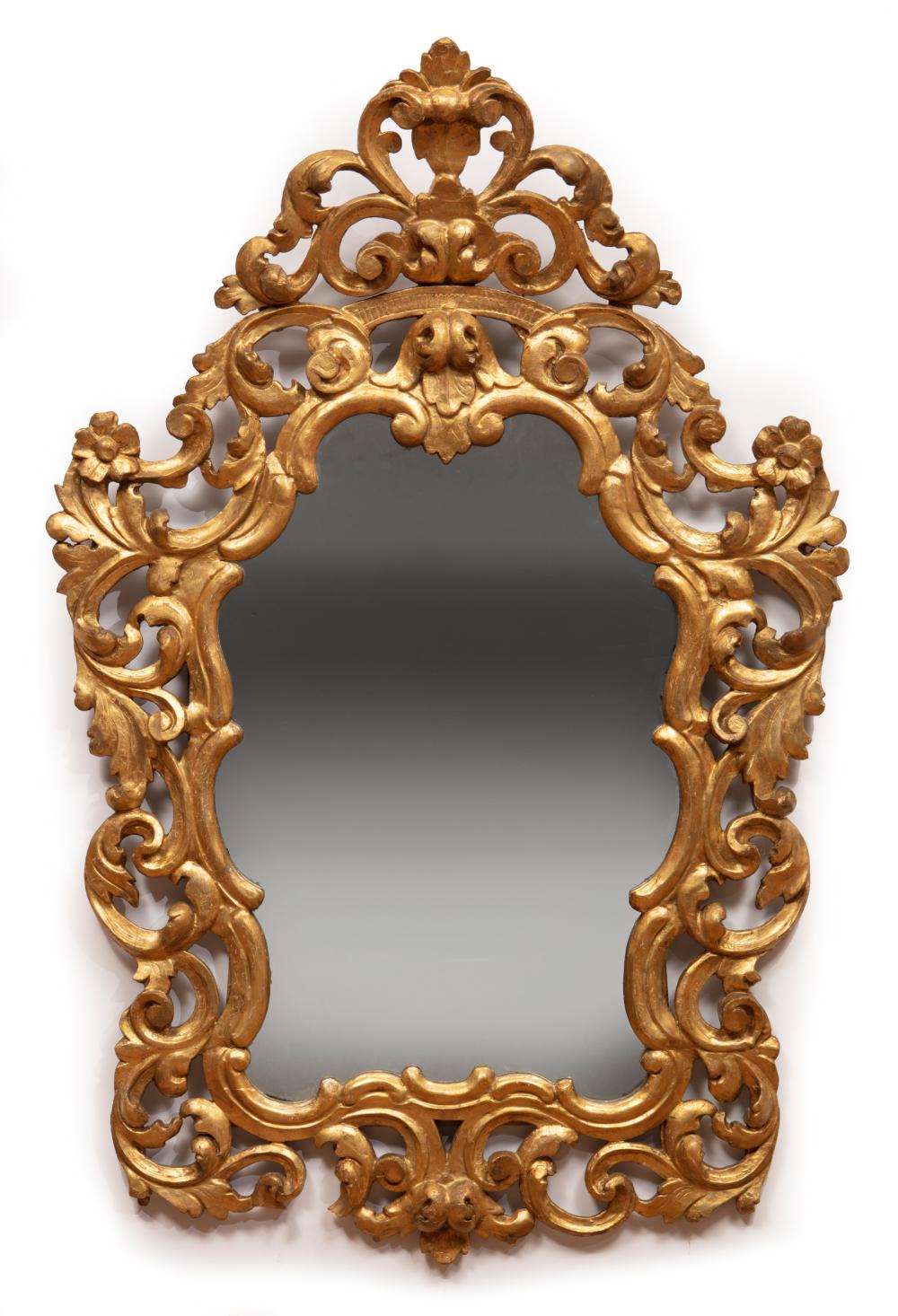 Appraisal: Louis XV-Style Giltwood Mirror anthemion crest scrolled acanthine surround cartouche