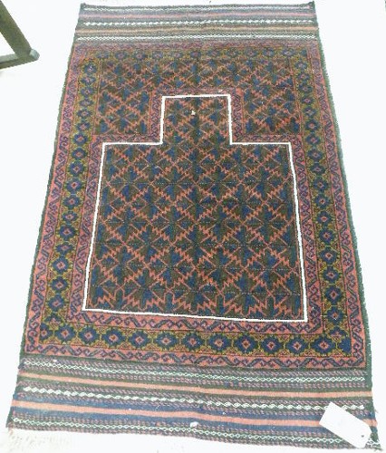 Appraisal: THREE PERSIAN BELOUCHI TRIBAL AREA RUGS ' x ' prayer