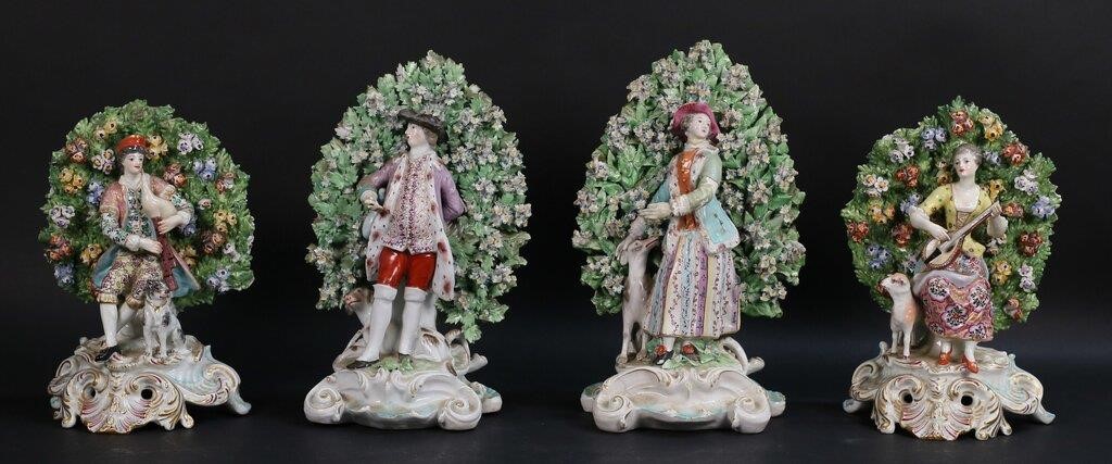 Appraisal: PAIRS CHELSEA STYLE BOCAGE PORCELAIN FIGURES pairs Chelsea or Samson