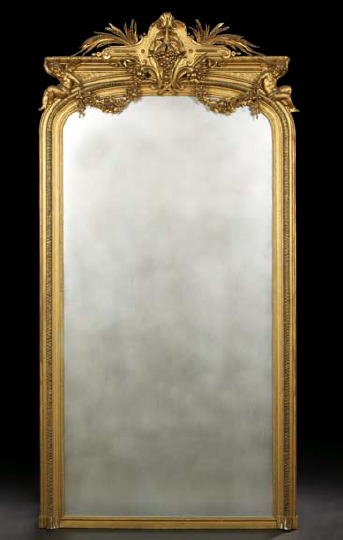 Appraisal: Large Napoleon III Carved Giltwood and Plaster Overmantel Mirror in