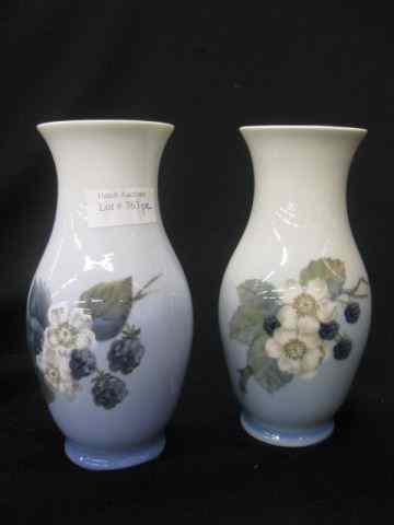 Appraisal: Pair of Royal Copenhagen Porcelain Vases floral berry decor ''