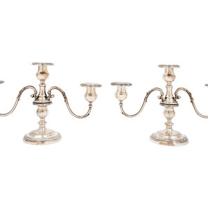 Appraisal: A Pair of Gorham Silver Three-Light Candelabras th Century with