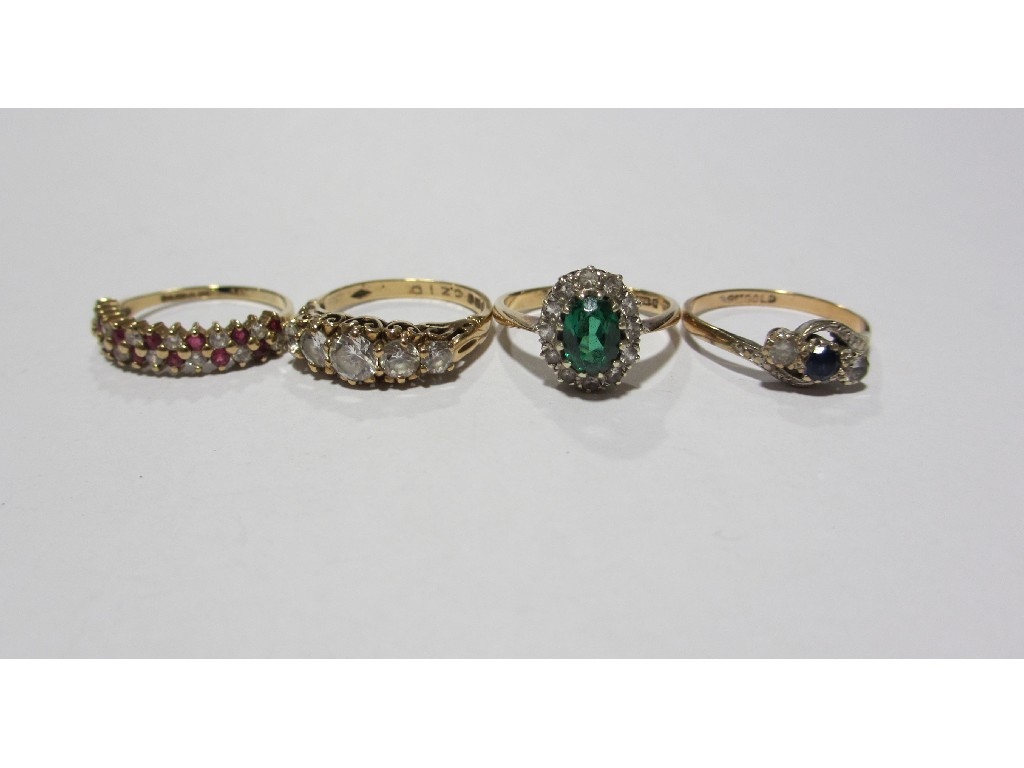 Appraisal: Four ct gold gem set dress rings