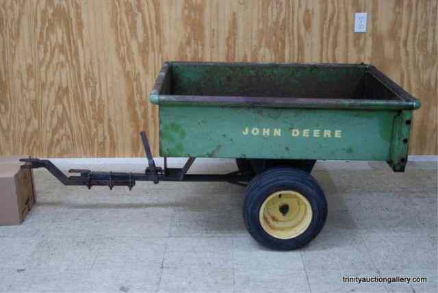 Appraisal: 's John Deere Yard Garden TrailerVintage solid steel construction marked