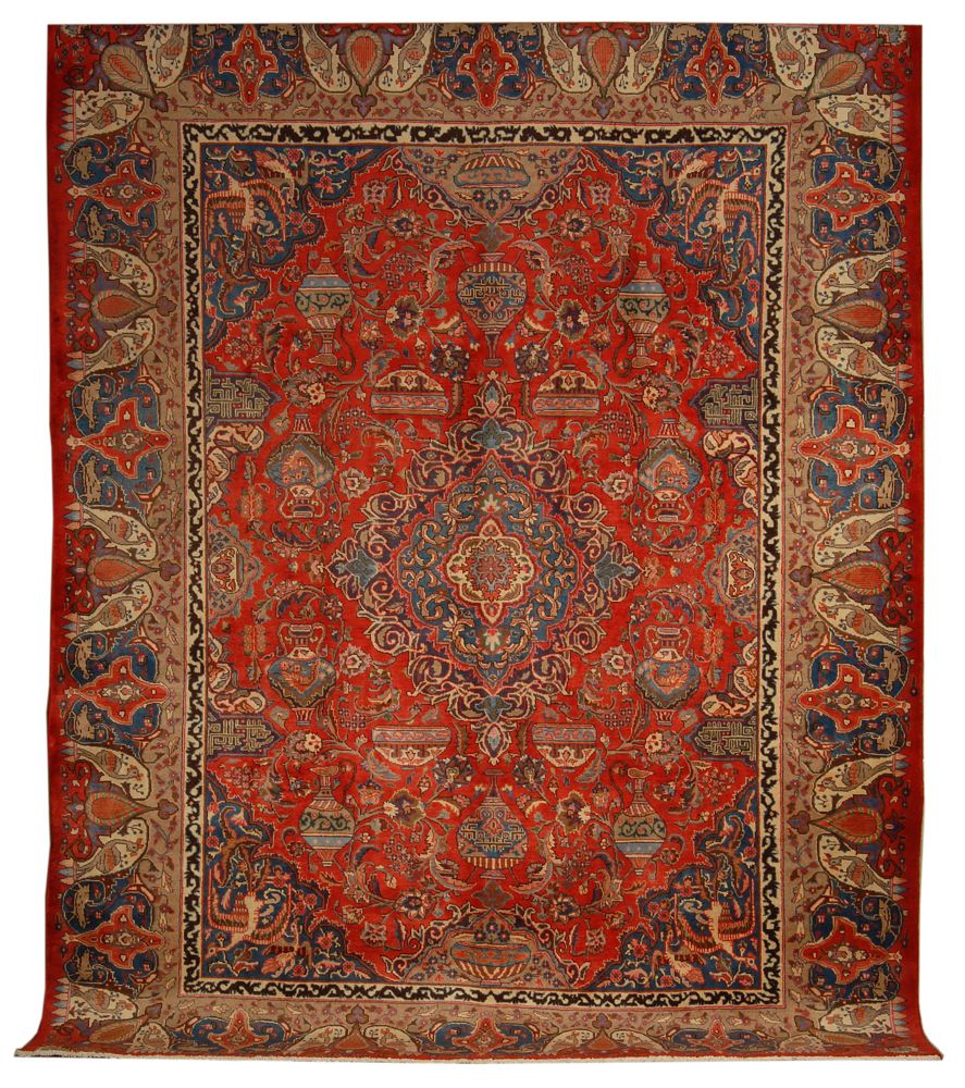 Appraisal: ORIENTAL RUG PERSIAN PICTORIAL ' x ' With vases and